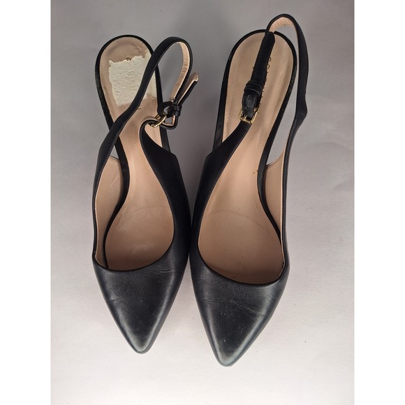 Cole‎ Haan Womens Black Leather Pointed Toe Slingback Heels Size 7M - Picture 6 of 6